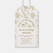 カボチャ秋金ゴールドお洒落フローラベビーシャワー ギフトタグ (正面)