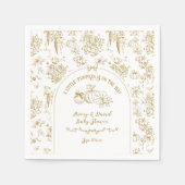 カボチャ秋金ゴールドお洒落フローラベビーシャワー スタンダードカクテルナプキン (正面)