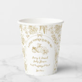 カボチャ秋金ゴールドお洒落フローラベビーシャワー 紙コップ (正面)