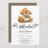 カボチャ秋 |愛の秋 |秋ブライダルシャワー 招待状 (正面/裏面)