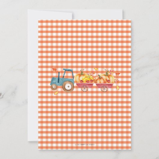 カボチャ第1誕生会の収穫のトラックの男の子 招待状 (裏面)