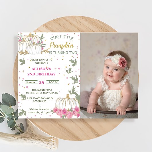 カボチャ第2誕生日私たちのリトルカボチャ 招待状