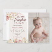 カボチャ第2誕生日私たちの小さなカボチャの写真 招待状 (正面)