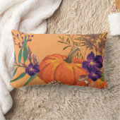 カボチャ紅葉および花の組合せ ランバークッション (ブランケット)