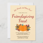 カボチャ紅葉のカラフルな金ゴールドFriendsgiving 招待状 (正面)