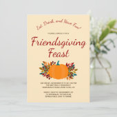 カボチャ紅葉のカラフルな金ゴールドFriendsgiving 招待状 (スタンド正面)