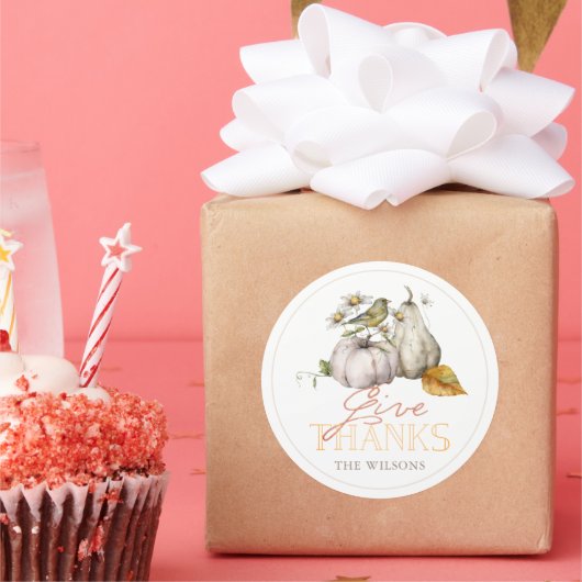 カボチャ紅葉バードサンクスギビング ラウンドシール (パーティー)