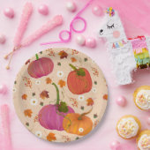 カボチャ紅葉パターン ペーパープレート (パーティー)