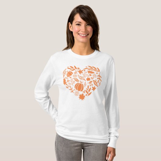 カボチャ紅葉フローラハート秋 Tシャツ (正面フル)