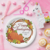 カボチャ紅葉リースハッピーサンクスギビング ペーパープレート (パーティー)