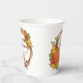 カボチャ紅葉リースハッピーサンクスギビング 紙コップ (右)