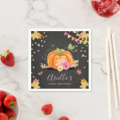 カボチャ紙ナプキン秋誕生日ガールピンク金ゴールド スタンダードカクテルナプキン (インサイチュ)