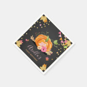 カボチャ紙ナプキン秋誕生日ガールピンク金ゴールド スタンダードカクテルナプキン (角)