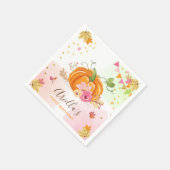 カボチャ紙ナプキン秋誕生日ガールピンク金ゴールド スタンダードカクテルナプキン (角)