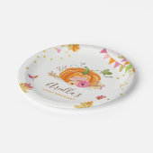 カボチャ紙皿のピンクの金ゴールドの誕生日の秋 ペーパープレート (アングル)