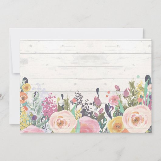 カボチャ素朴な最初誕生日の招待状の花柄 招待状 (裏面)