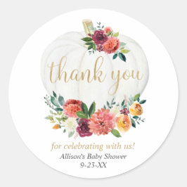 カボチャ素朴な秋フローラ燃える金ゴールド緑 ラウンドシール