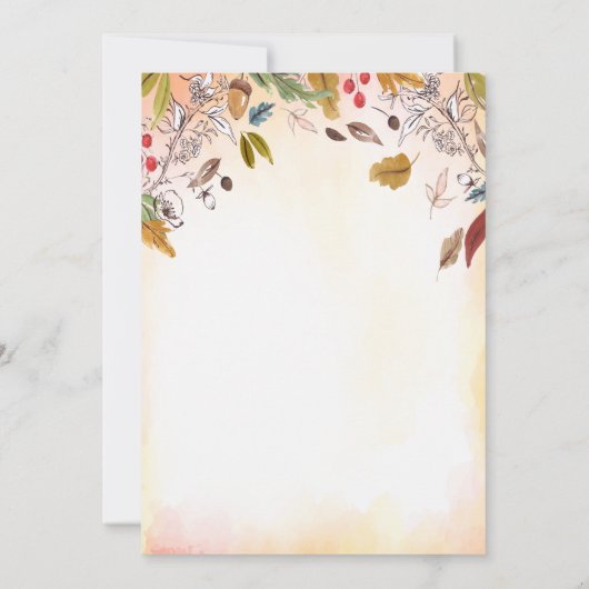 カボチャ素朴な葉の木製のベビーシャワーの招待状 招待状 (裏面)