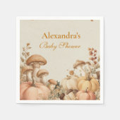 カボチャ素朴のキノコの赤ちゃんシャワー スタンダードカクテルナプキン (正面)