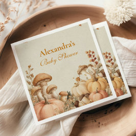 カボチャ素朴のキノコの赤ちゃんシャワー スタンダードカクテルナプキン