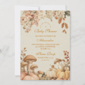 カボチャ素朴のキノコの赤ちゃんシャワー 招待状 (正面)