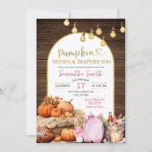 カボチャ素朴のパン&おむつ女の子ベビーシャワー 招待状 (正面)