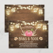 カボチャ素朴の小さな赤ちゃんシャワーが本を持ってくる 招待状 (正面/裏面)