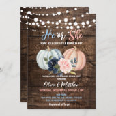 カボチャ素朴の性別によるパーティーの表示 招待状 (正面/裏面)