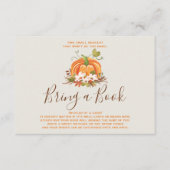 カボチャ素朴の本を持って秋秋のシャワー エンクロージャーカード (正面)