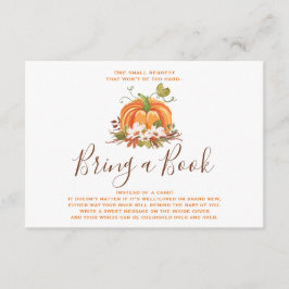カボチャ素朴の本を持って秋秋のシャワー エンクロージャーカード
