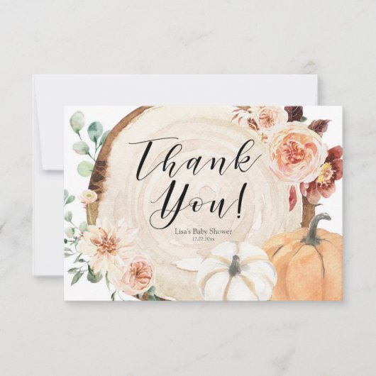 カボチャ素朴の赤ちゃんシャワーサンキューカード サンキューカード (正面)