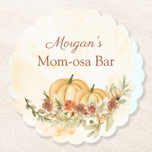 カボチャ素朴の赤ちゃんシャワーママ – mosa ペーパーコースター (正面)