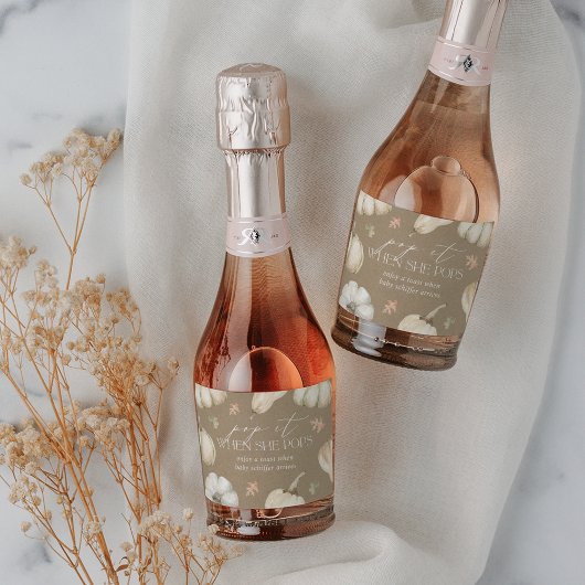 カボチャ素朴の赤ちゃんシャワー スパークリングワインラベル