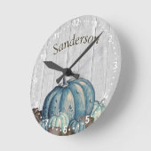 カボチャ素朴キュートグレー木材 ラウンド壁時計 (傾斜)