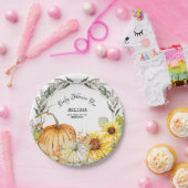 カボチャ素朴モダン葉のひまわりのベビーシャワー ペーパープレート (パーティー)