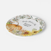 カボチャ素朴モダン葉のひまわりのベビーシャワー ペーパープレート (アングル)