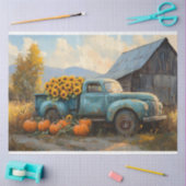 カボチャ素朴ンとヒマワリ付きブルートラック 薄葉紙 (クラフト)