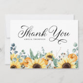 カボチャ素朴ンとヒマワリ秋の赤ちゃんシャワー サンキューカード (正面)