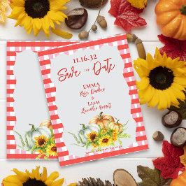 カボチャ素朴ンスひまわりウェディング日付を保存 ポストカード