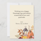 カボチャ素朴ンハッピーサンクスギビングのホリデーカード シーズンカード (裏面)