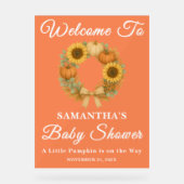 カボチャ素朴ンヒマワリ秋ベビーシャワーウェルカム アクリルサイン (正面)