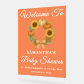 カボチャ素朴ンヒマワリ秋ベビーシャワーウェルカム アクリルサイン (傾斜)