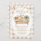 カボチャ素朴ンブラウンジンガム秋ハーベストパーティー 招待状 (正面/裏面)