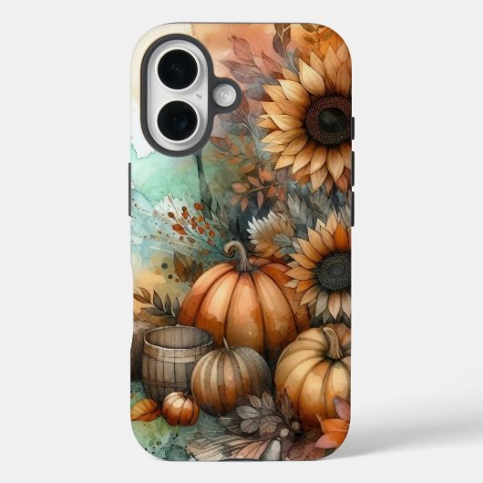 カボチャ素朴ン付き水彩秋シーン Case-Mate iPhoneケース (裏面)