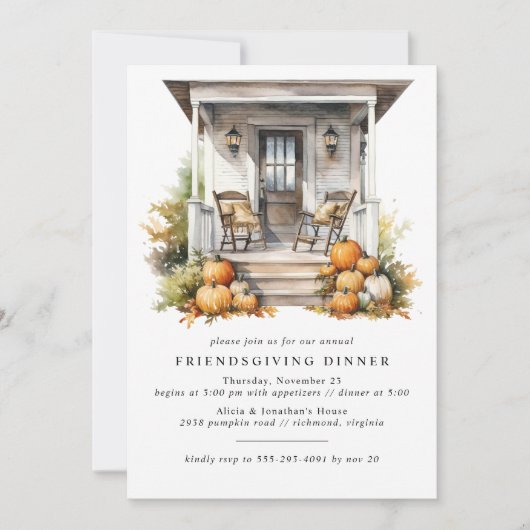 カボチャ素朴ン |コージーモダン秋フレンドシップ 招待状 (正面)