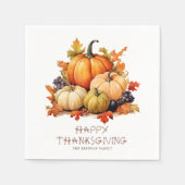 カボチャ素朴感謝祭ディナー友情 スタンダードカクテルナプキン (正面)