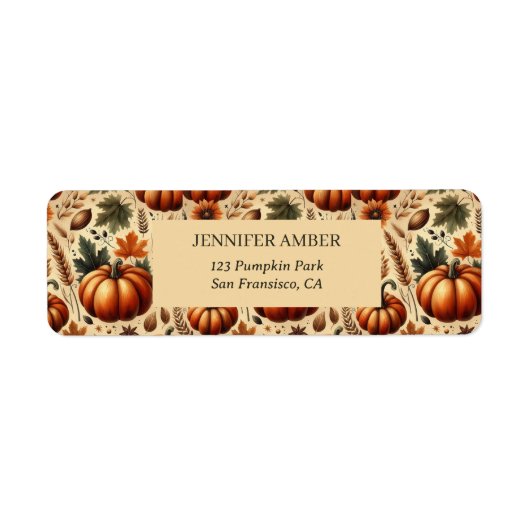 カボチャ素朴秋&紅葉シーズンメール ラベル (正面)