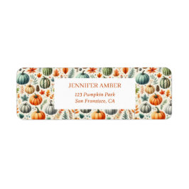 カボチャ素朴秋&紅葉シーズンメール ラベル