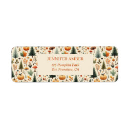 カボチャ素朴秋&紅葉シーズンメール ラベル