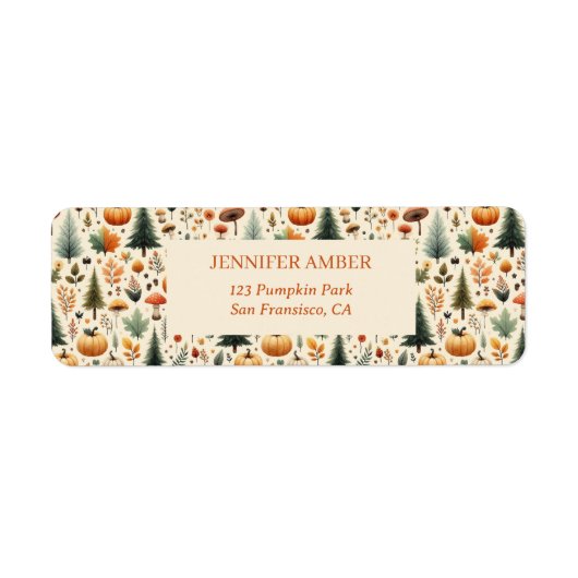 カボチャ素朴秋&紅葉シーズンメール ラベル (正面)